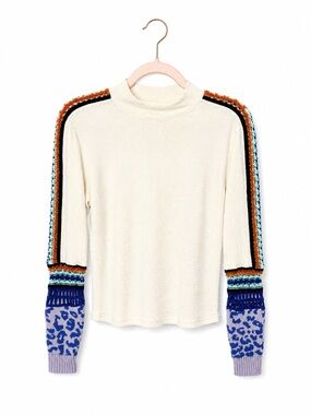 Free People Crochet Sleeve Thermal Top Small Boho Beach Layer